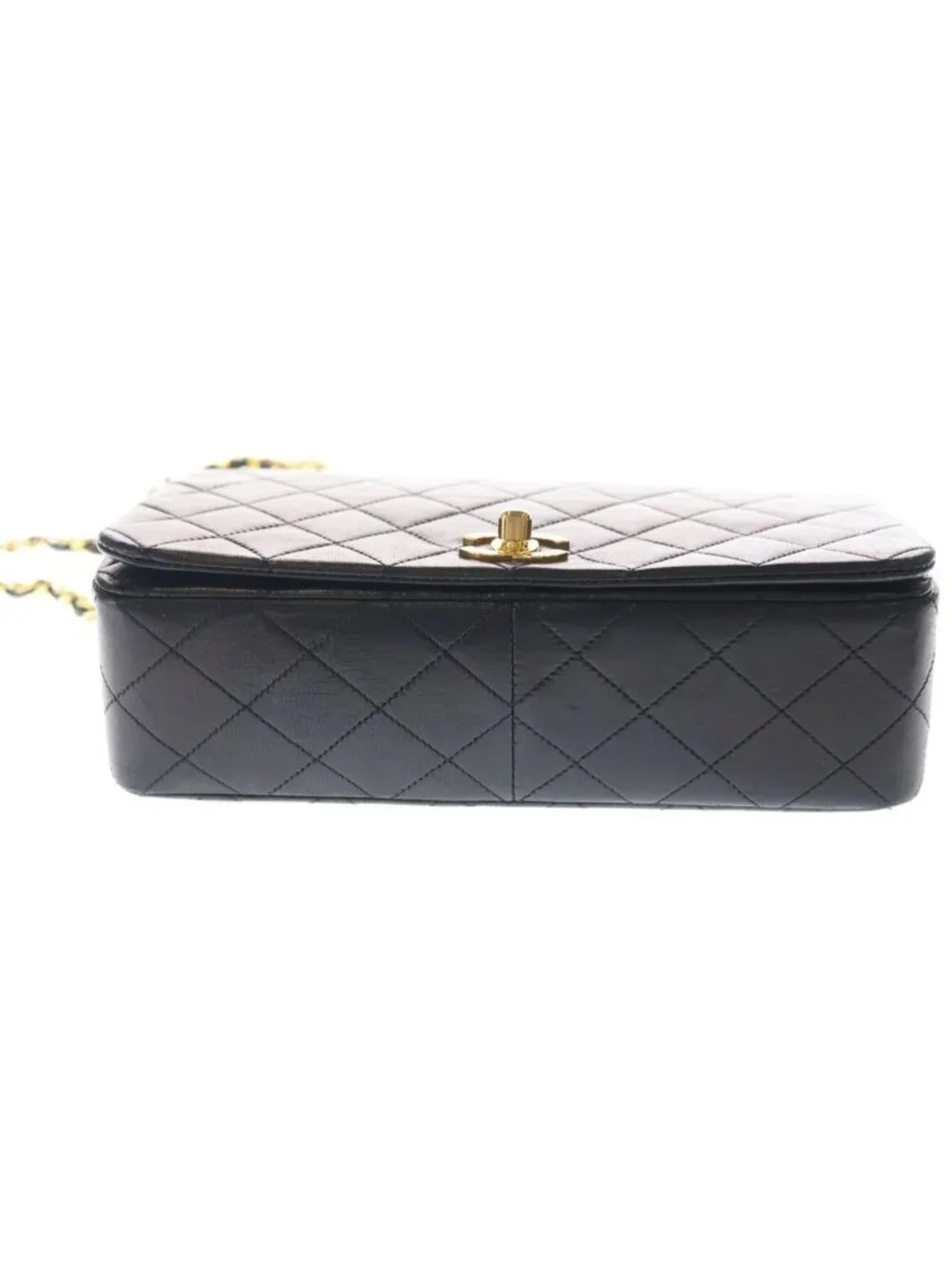 Chanel Quilted 23 Full Flap Lambskin Leather S Chain Shoulder Bag Gold Black